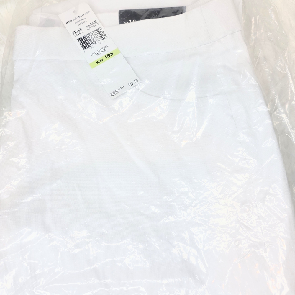 Alfred Dunner Allure Super Stretch Crisp White Pants NWT Retail $52.50